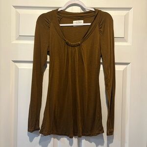 Zara basic brown women’s Long Sleeve Top with neck detail size L